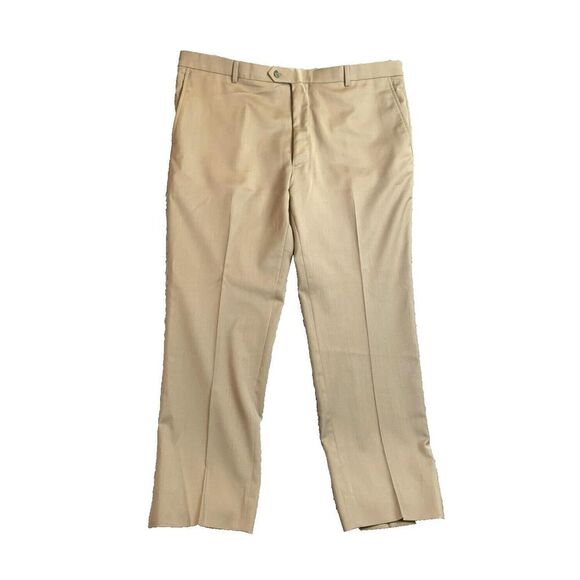 Kenneth Cole Pants Adult 40x29.4 Tan Awareness‎ Straight Wool Spandex Dress Mens - Picture 1 of 8